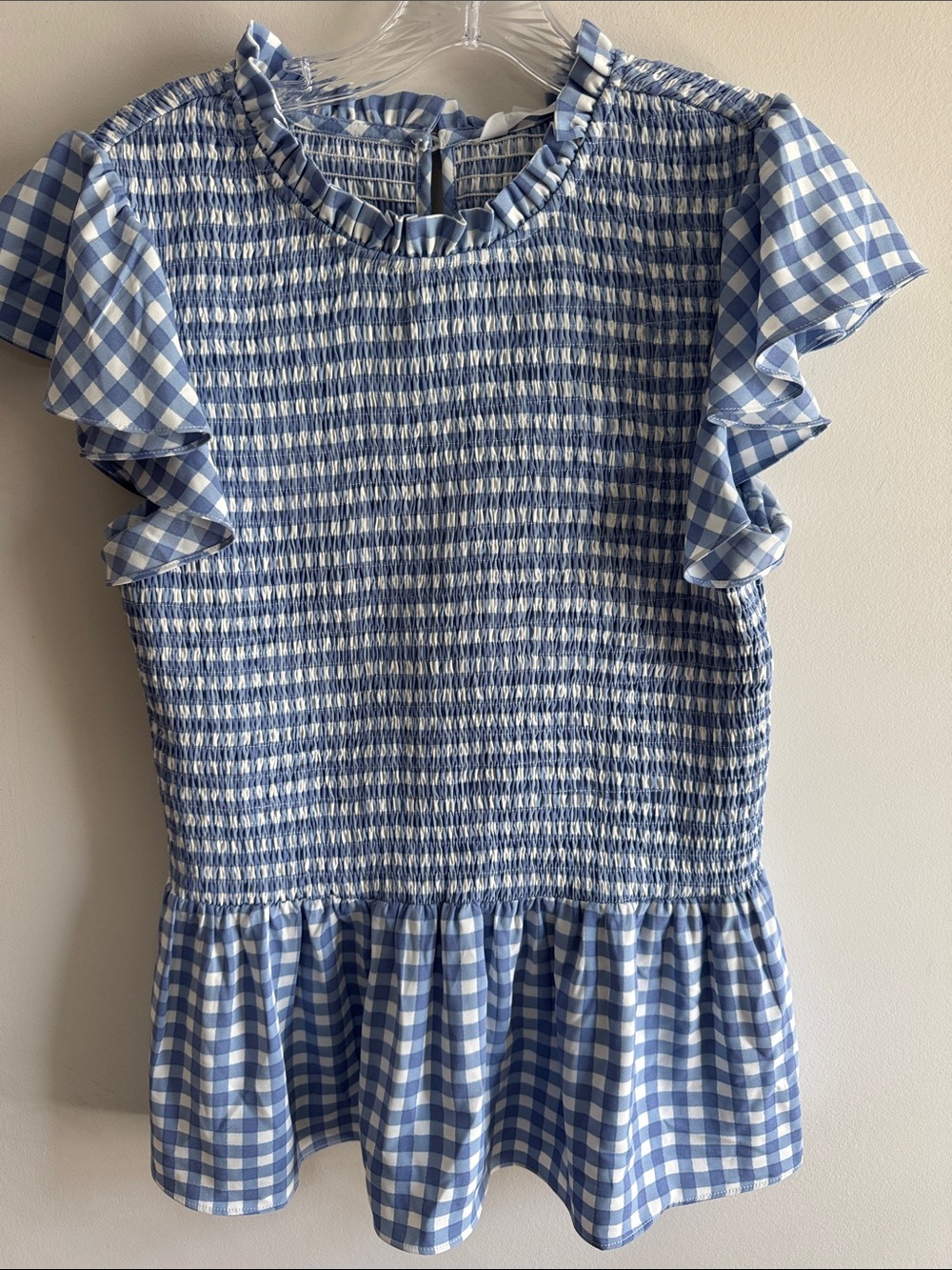NWTMarket & Spruce Blue Gingham Smocked Ruffle Dress. Size L